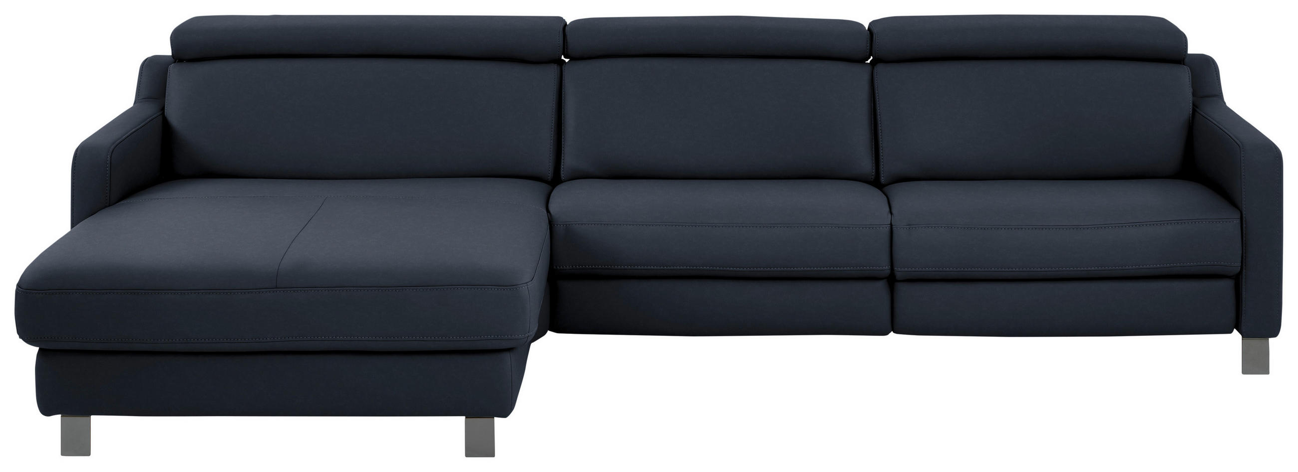 ECKSOFA in Echtleder Dunkelblau  - Schwarz/Dunkelblau, Design, Leder/Metall (176/291cm) - Valdera