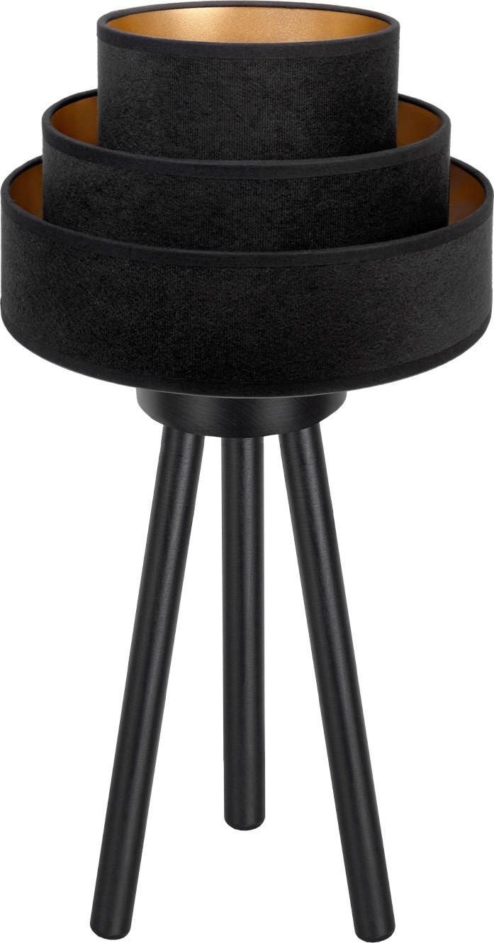 TISCHLEUCHTE Luneta Nero 25/50 cm  - Schwarz, Design, Holz/Textil (25/50cm)