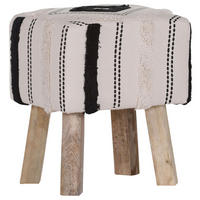 HOCKER Webstoff Creme, Schwarz, Beige  - Beige/Creme, Trend, Holz/Textil (40/50/35cm) - Carryhome