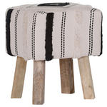 HOCKER Webstoff Creme, Schwarz, Beige  - Beige/Creme, Trend, Holz/Textil (40/50/35cm) - Carryhome