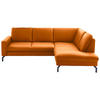 ECKSOFA in Echtleder Orange  - Schwarz/Orange, Design, Leder/Metall (250/194cm) - Beldomo Premium