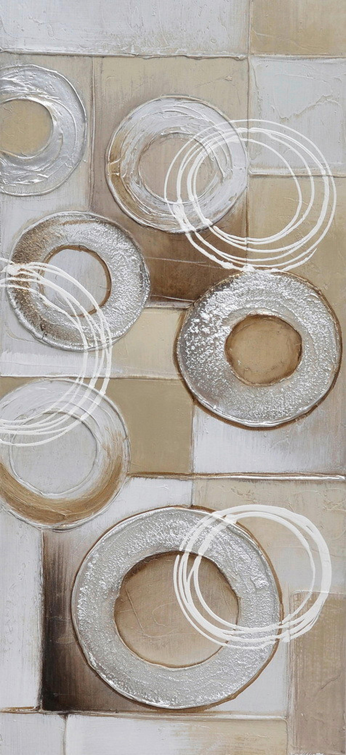 OLJNA SLIKA  55/120 cm   - srebrne barve/bela, Design, tekstil/les (55/120cm) - Monee