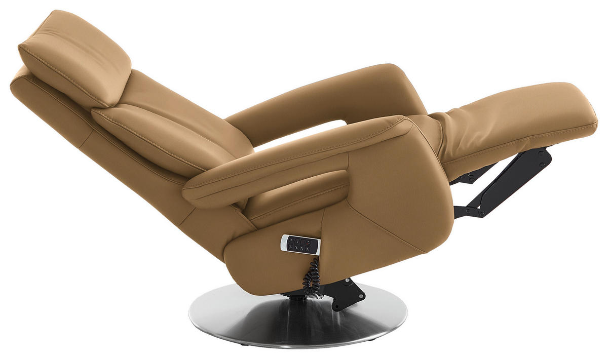 RELAXSESSEL in Leder Honig  - Edelstahlfarben/Honig, Design, Leder/Metall (78/112/85cm) - Cantus
