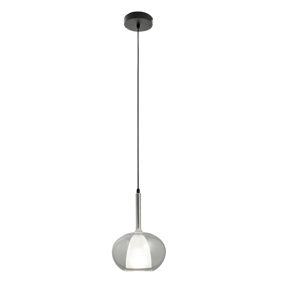 PENDELLEUCHTE Edolo 22/200 cm   - Schwarz/Grau, Design, Glas/Metall (22/200cm) - Fabas Luce