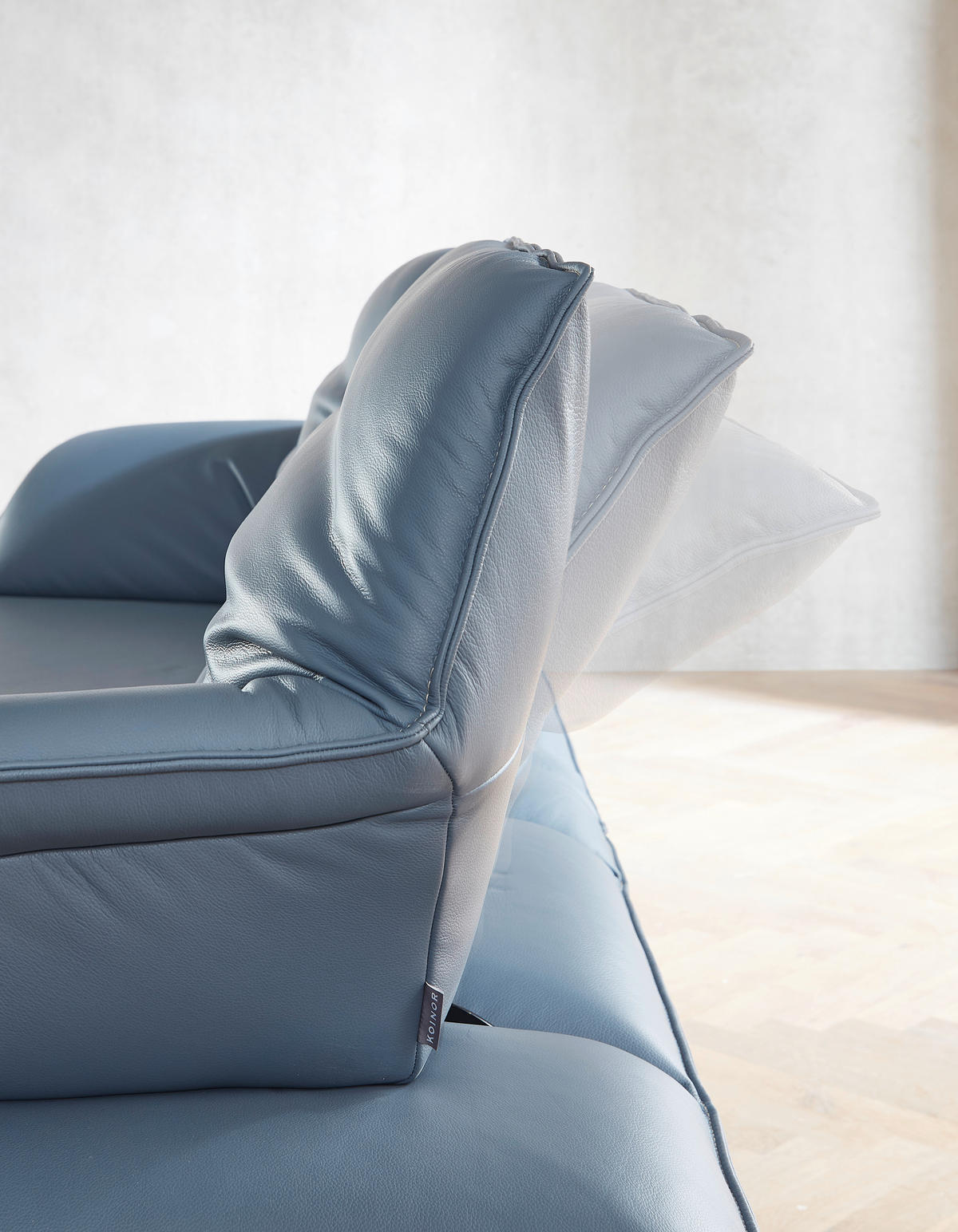 ECKSOFA in Echtleder Blau  - Blau/Beige, Design, Leder/Metall (252/169cm) - Koinor