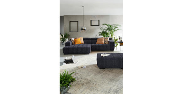 ECKSOFA in Webstoff Dunkelgrau  - Dunkelgrau/Schwarz, KONVENTIONELL, Textil/Metall (182/279cm) - Hom`in