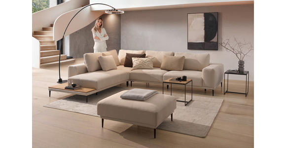 ECKSOFA in Leinwand Naturfarben 271/318 cm - Schwarz/Naturfarben, Design, Textil/Metall (271/318cm) - Emilio Belluti
