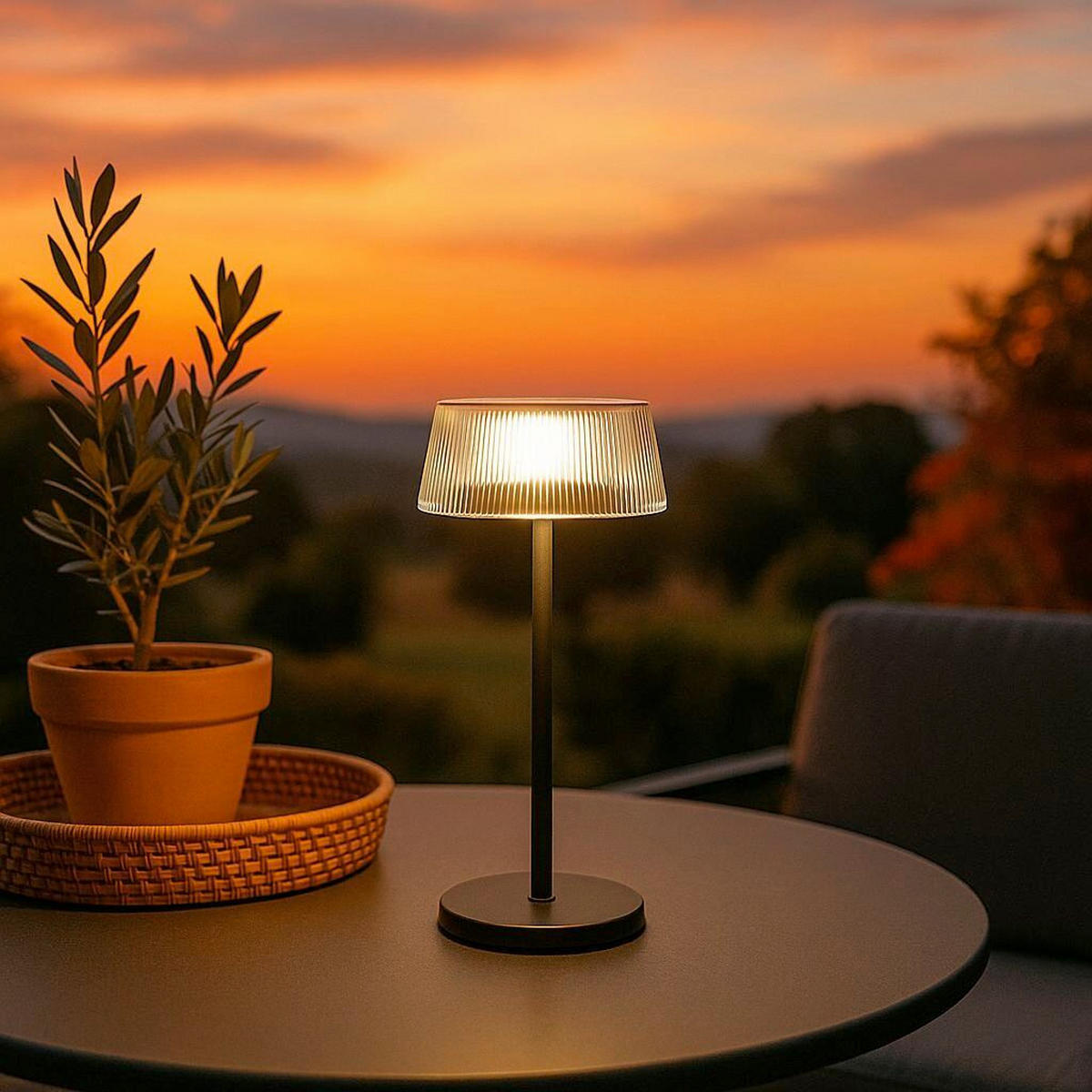 AKKU-TISCHLEUCHTE Torre 15,40/36,5 cm   - Schwarz, Design, Glas/Metall (15,40/36,5cm) - Schöner Wohnen