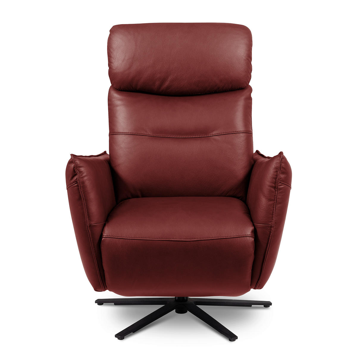 RELAXSESSEL Leder Kirschrot  - Schwarz/Kirschrot, Design, Leder/Metall (77/107/88cm) - Livetastic