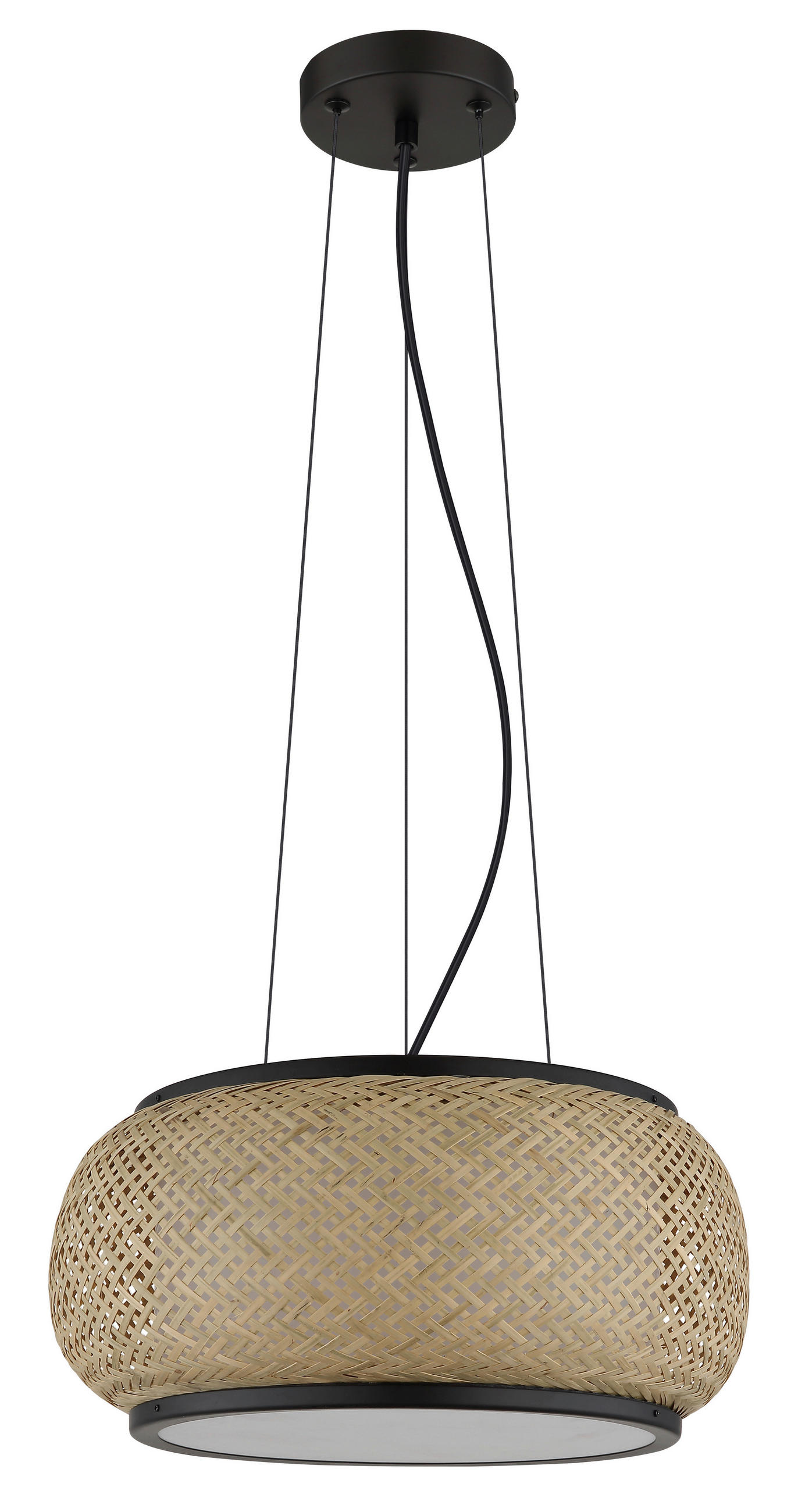 LED-HÄNGELEUCHTE 38/120 cm  - Schwarz/Naturfarben, Design, Holz/Kunststoff (38/120cm) - Globo