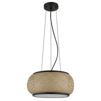 LED-HÄNGELEUCHTE 38/120 cm  - Schwarz/Naturfarben, Design, Holz/Kunststoff (38/120cm) - Globo