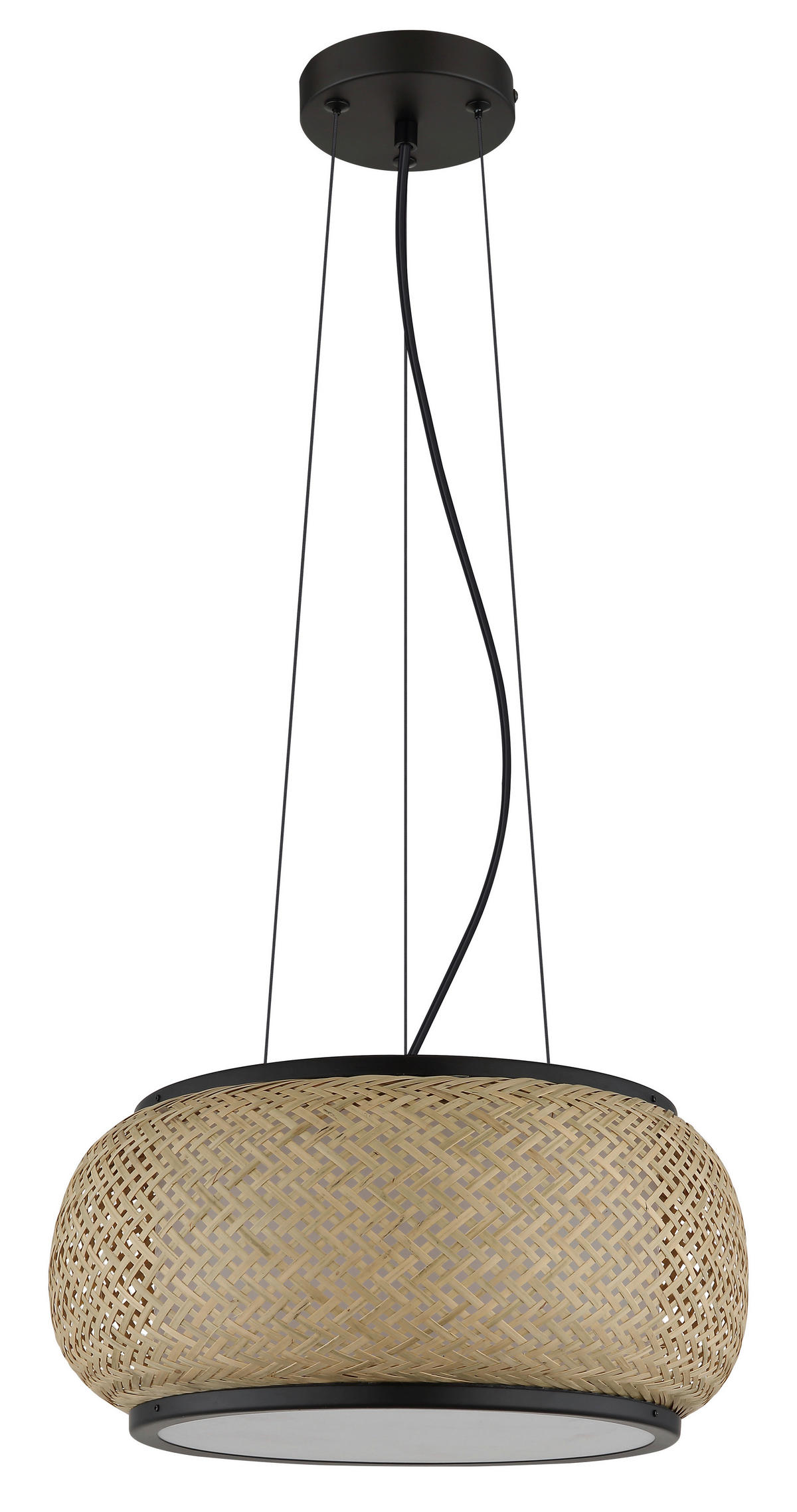 LED-HÄNGELEUCHTE 38/120 cm  - Schwarz/Naturfarben, Design, Holz/Kunststoff (38/120cm) - Globo