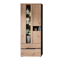VITRINA grafitno siva, hrast artisan   - grafitno siva/hrast artisan, Moderno, staklo/pločasti materijal (75/197/38cm) - Modern Living