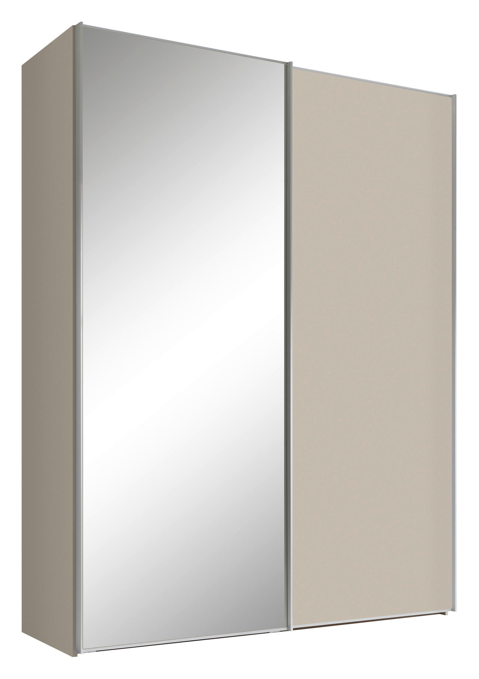 SCHWEBETÜRENSCHRANK in Sandfarben  - Sandfarben/Alufarben, Design, Glas/Holzwerkstoff (188/222/68cm) - Moderano