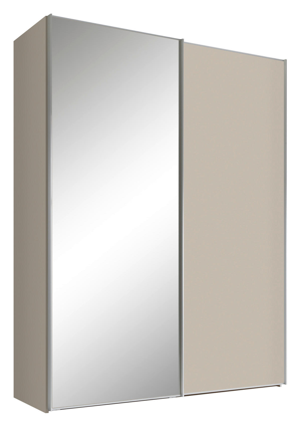 SCHWEBETÜRENSCHRANK in Sandfarben  - Sandfarben/Alufarben, Design, Glas/Holzwerkstoff (167/222/68cm) - Moderano