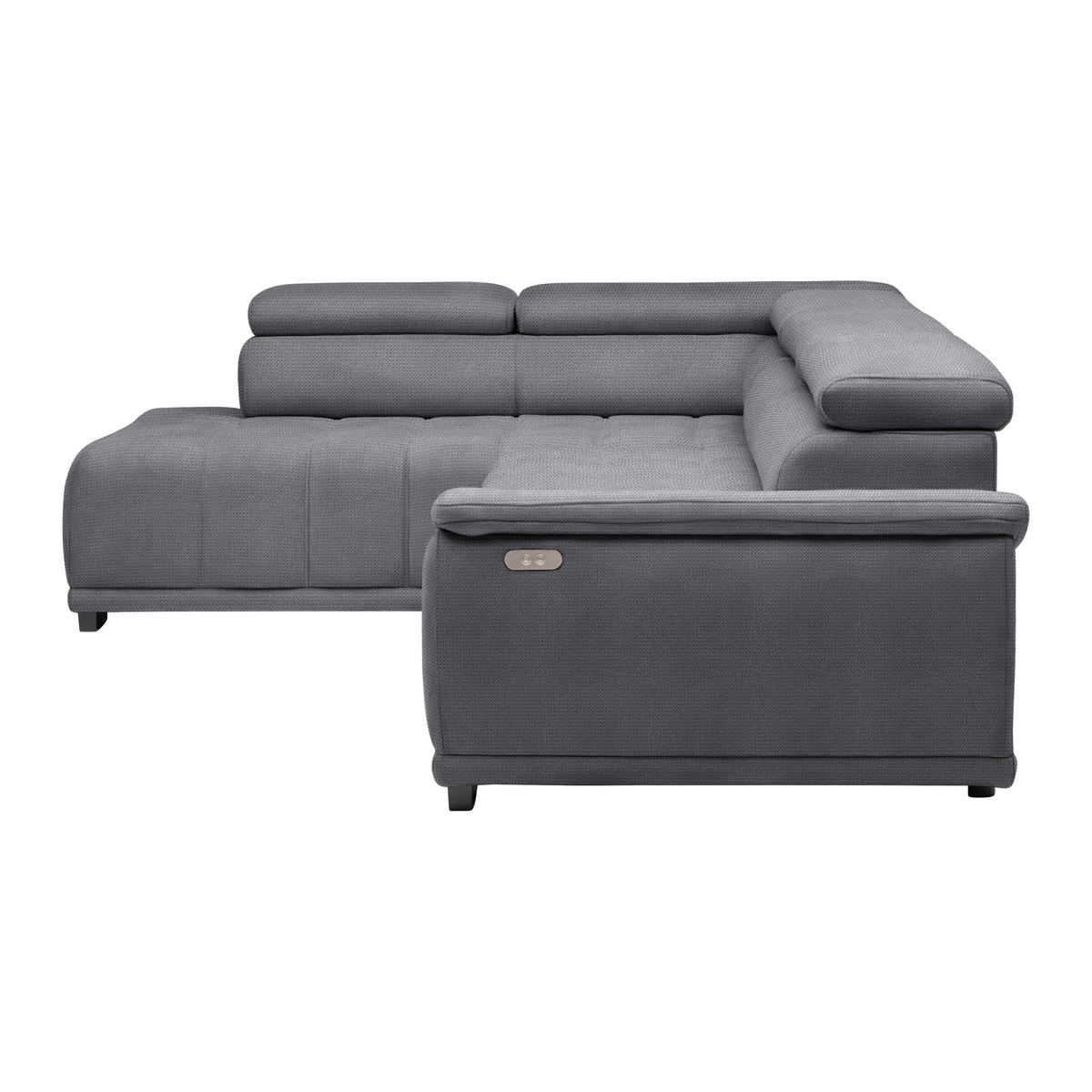 HÖRNSOFFA i chenille, vävt tyg blågrå  - blågrå/svart, Modern, textil/plast (106/283cm) - MID.YOU