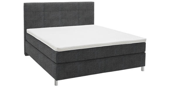 BOXSPRINGBETT 180/200 cm in Grau - Chromfarben/Grau, KONVENTIONELL, Kunststoff/Textil (180/200cm) - Voleo