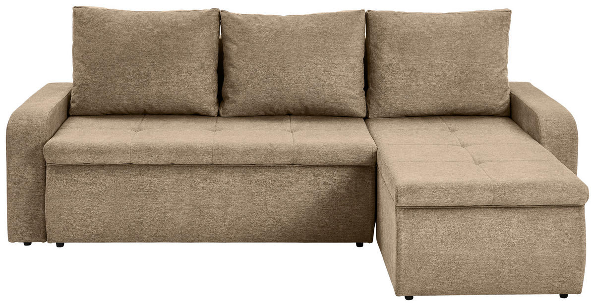 ECKSOFA in Webstoff Braun  235/158 cm  - Schwarz/Braun, KONVENTIONELL, Kunststoff/Textil (235/158cm) - P & B