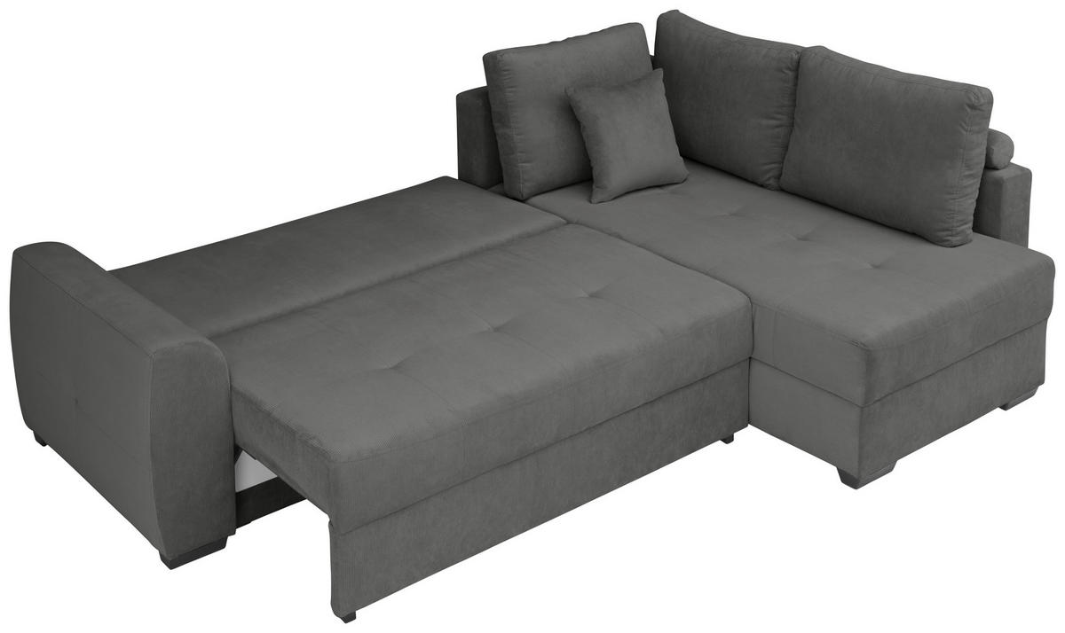 ECKSOFA inkl. Funktionen - Schwarz/Grau, Design, Kunststoff/Textil (265/182cm) - Stylife