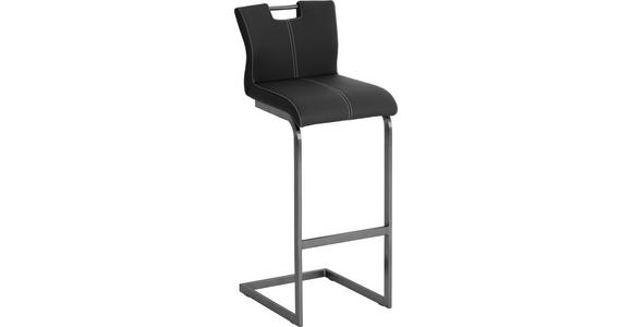 BARHOCKER in Metall, Textil Edelstahlfarben, Schwarz - Edelstahlfarben/Schwarz, Design, Textil/Metall (40,5/111,5/38cm) - Dieter Knoll