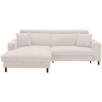 ECKSOFA Ottomane links, Eckteil  Creme Flachgewebe  - Creme/Schwarz, Design, Textil/Metall (166/262cm) - Xora