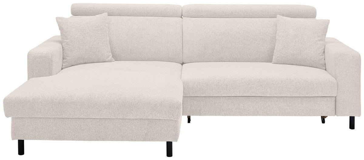 ECKSOFA Ottomane links, Eckteil  Creme Flachgewebe  - Creme/Schwarz, Design, Textil/Metall (166/262cm) - Xora