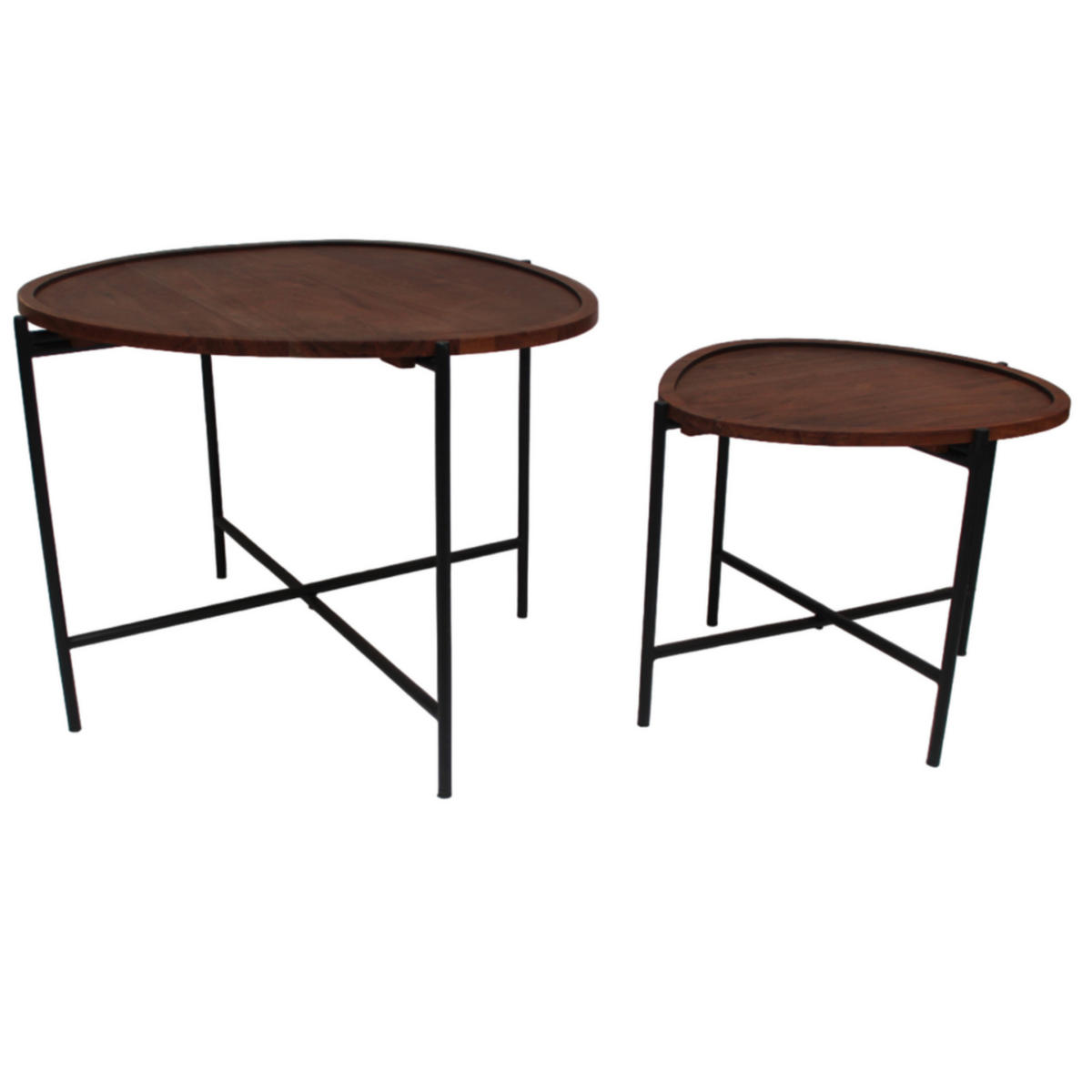 SADA KONFERENČNÝCH STOLÍKOV, hnedá, drevo, 65/58/45 cm - hnedá/čierna, Modern, kov/drevo (65/58/45cm) - MID.YOU