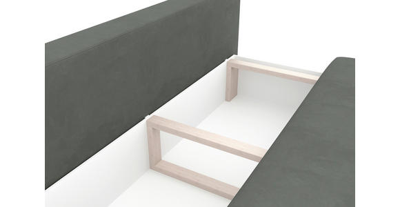 SCHLAFSOFA Velours Grau Rückenkissen, Armlehnenkissen, Bettkasten, Schlaffunktion, Rücken echt, Liegefläche im Originalstoff  - Schwarz/Grau, KONVENTIONELL, Textil/Metall (200/98/90cm) - Carryhome