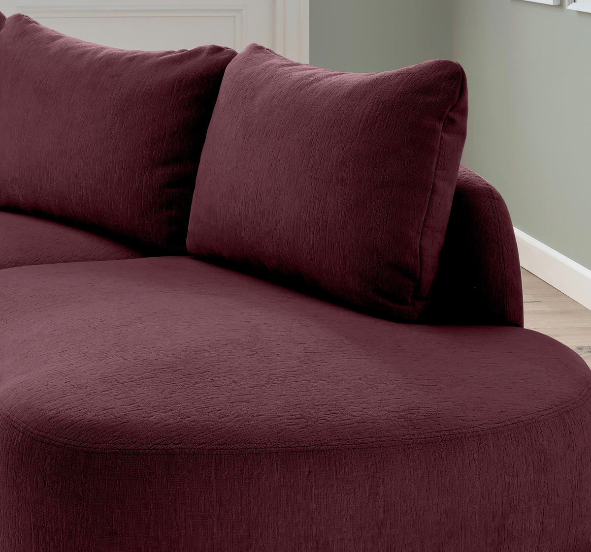 ECKSOFA in Mikrofaser Bordeaux  - Bordeaux/Schwarz, Modern, Kunststoff/Textil (139/250cm) - Livetastic
