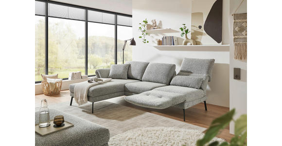 ECKSOFA  in Flachgewebe Blaugrau  175-224/255-365 cm  - Blaugrau/Schwarz, Design, Textil/Metall (175-224/255-365cm) - Dieter Knoll