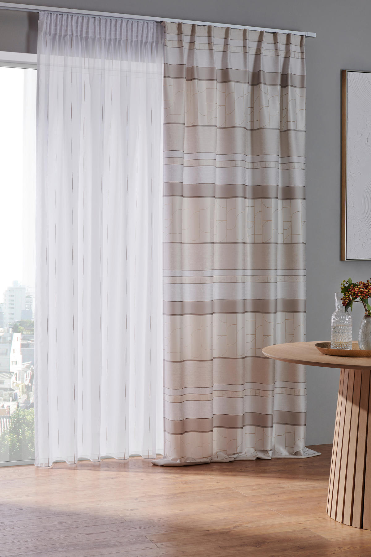 DEKOSTOFF per lfm blickdicht  - Beige, KONVENTIONELL, Kunststoff (160cm) - Esposa