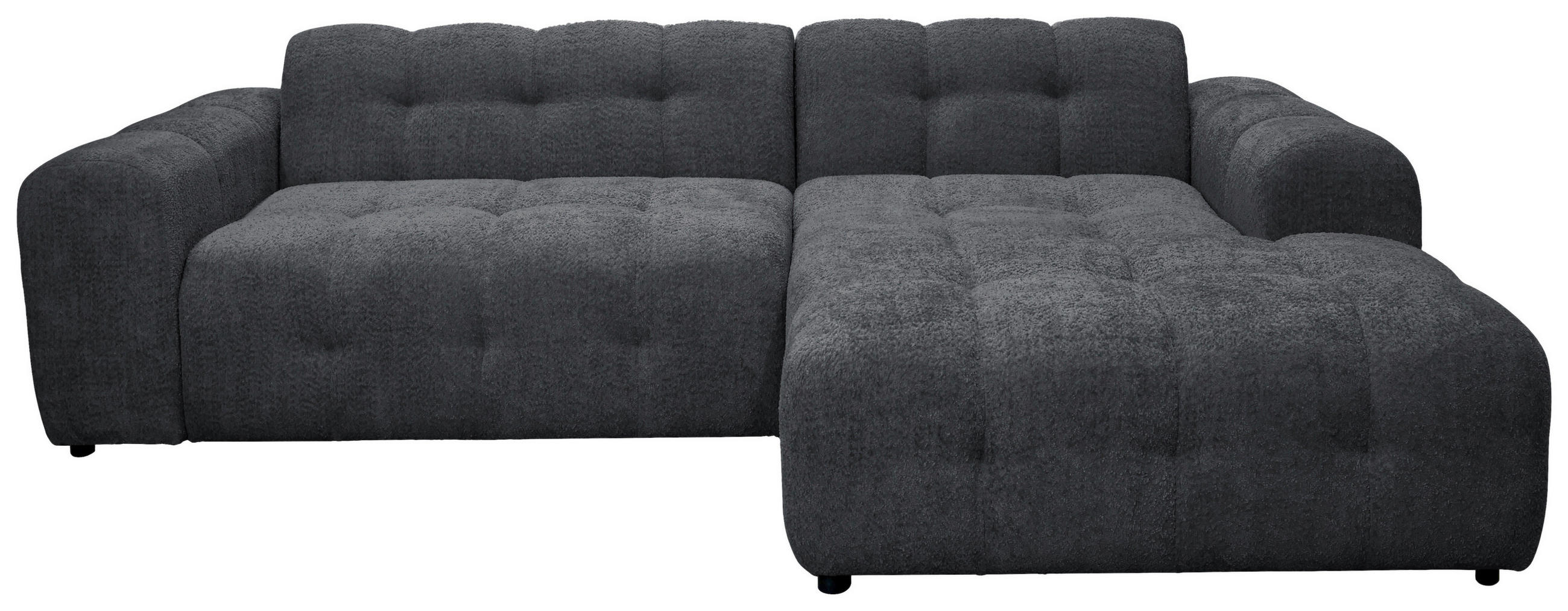 ECKSOFA RUNO Dunkelgrau Bouclé  - Dunkelgrau/Schwarz, Design, Kunststoff/Textil (270/175cm) - MID.YOU