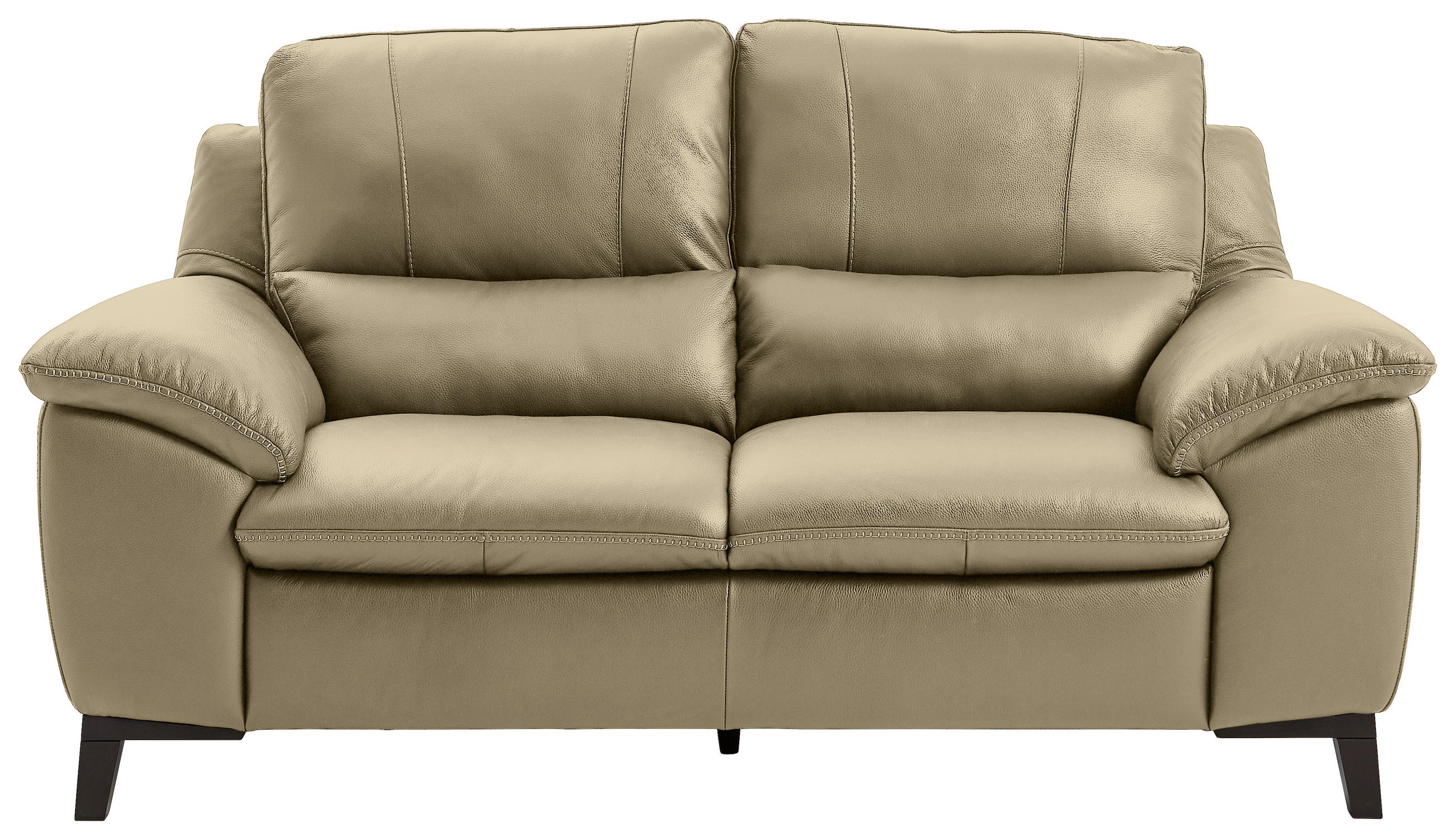 2-SITZER-SOFA in Kombination Echtleder/Lederlook Greige  - Wengefarben/Greige, Design, Leder/Holz (174/97/95cm) - Livetastic