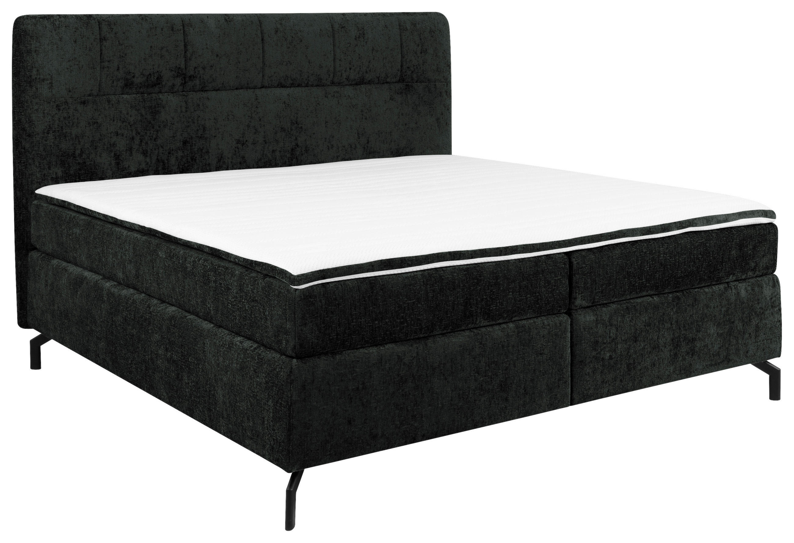 BOXSPRINGBETT 160/200 cm,  in Schwarz, Topper, H3 + H4 = fest + sehr fest  - Schwarz, Design, Textil/Metall (160/200cm) - Esposa