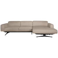 ECKSOFA in Echtleder Beige  - Eichefarben/Beige, Design, Leder/Holz (305/163cm) - Novel