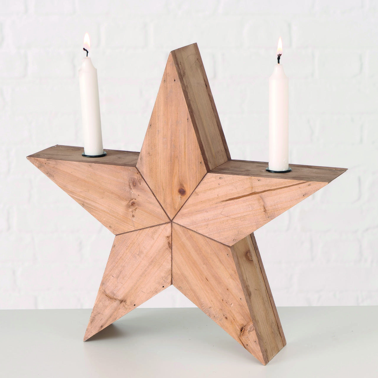 STABKERZENHALTER - Naturfarben, Natur, Holz/Metall (38/8/36cm)