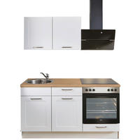 KÜCHENLEERBLOCK 160 cm   in Weiß, Eichefarben  - Edelstahlfarben/Eichefarben, Design, Holzwerkstoff/Metall (160cm) - Pino