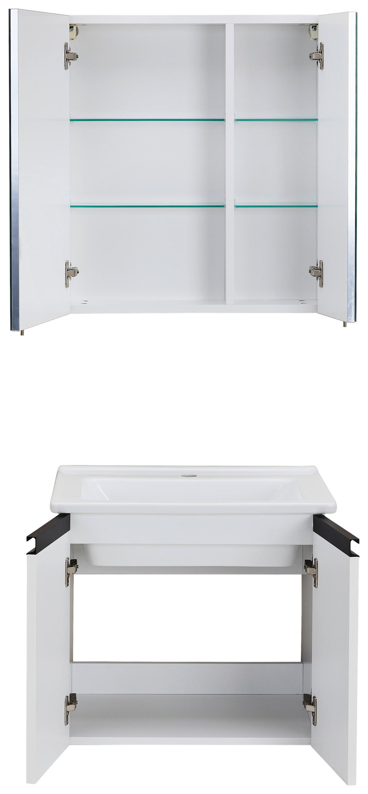 BADEZIMMER 3-teilig  in  - Weiß Hochglanz/Schwarz, MODERN, Glas/Keramik (60/119/46cm) - MID.YOU