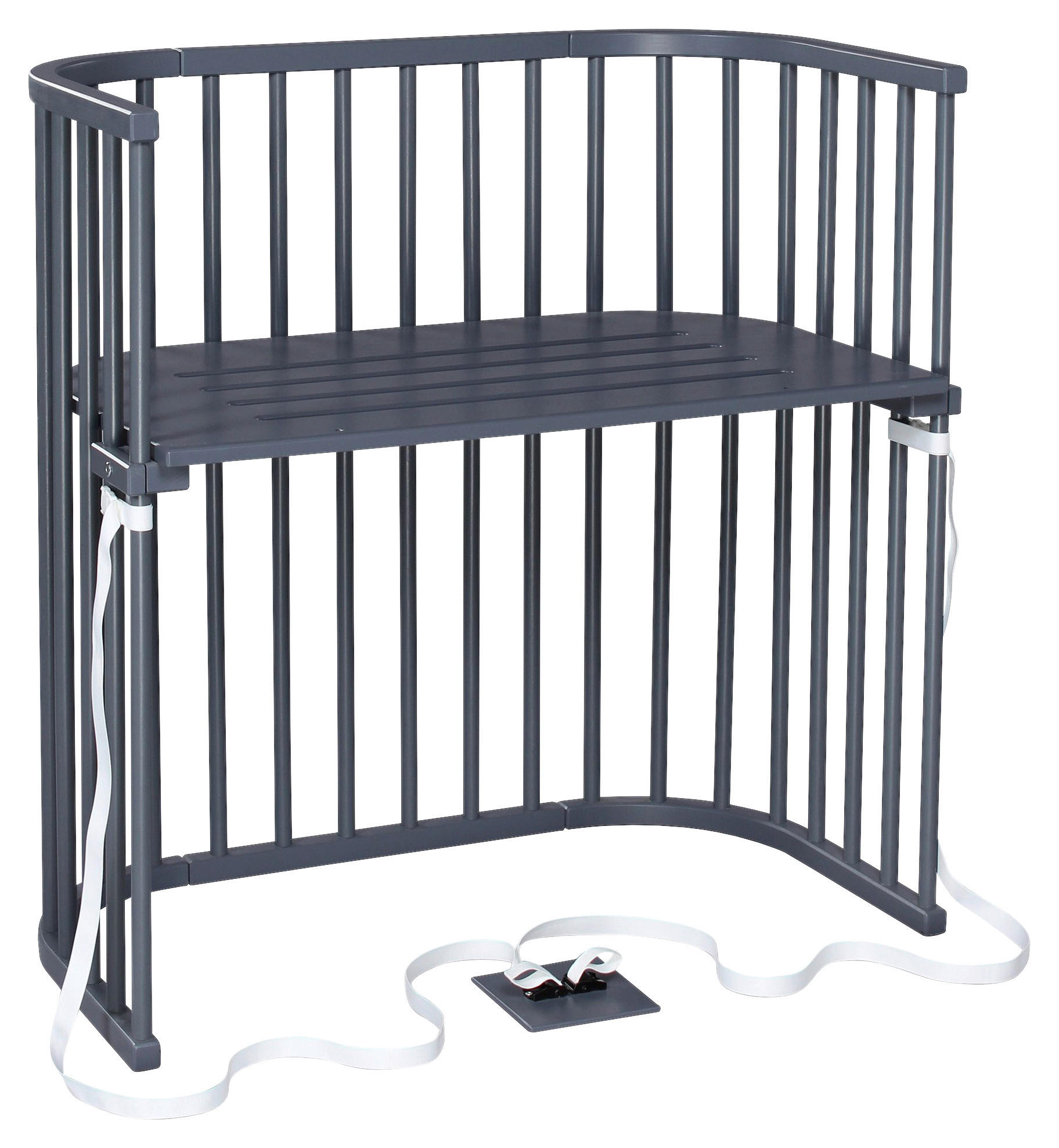 BEISTELLBETT Babybay Boxspring  96,5/54/96 cm  - Schieferfarben/Grau, Basics, Holz (96,5/54/96cm) - Babybay