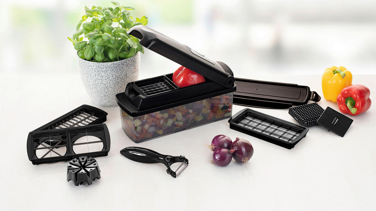 KÜCHENHELFERSET Nicer Dicer  - Schwarz, Basics, Kunststoff/Metall (28,5/13/11cm) - Genius