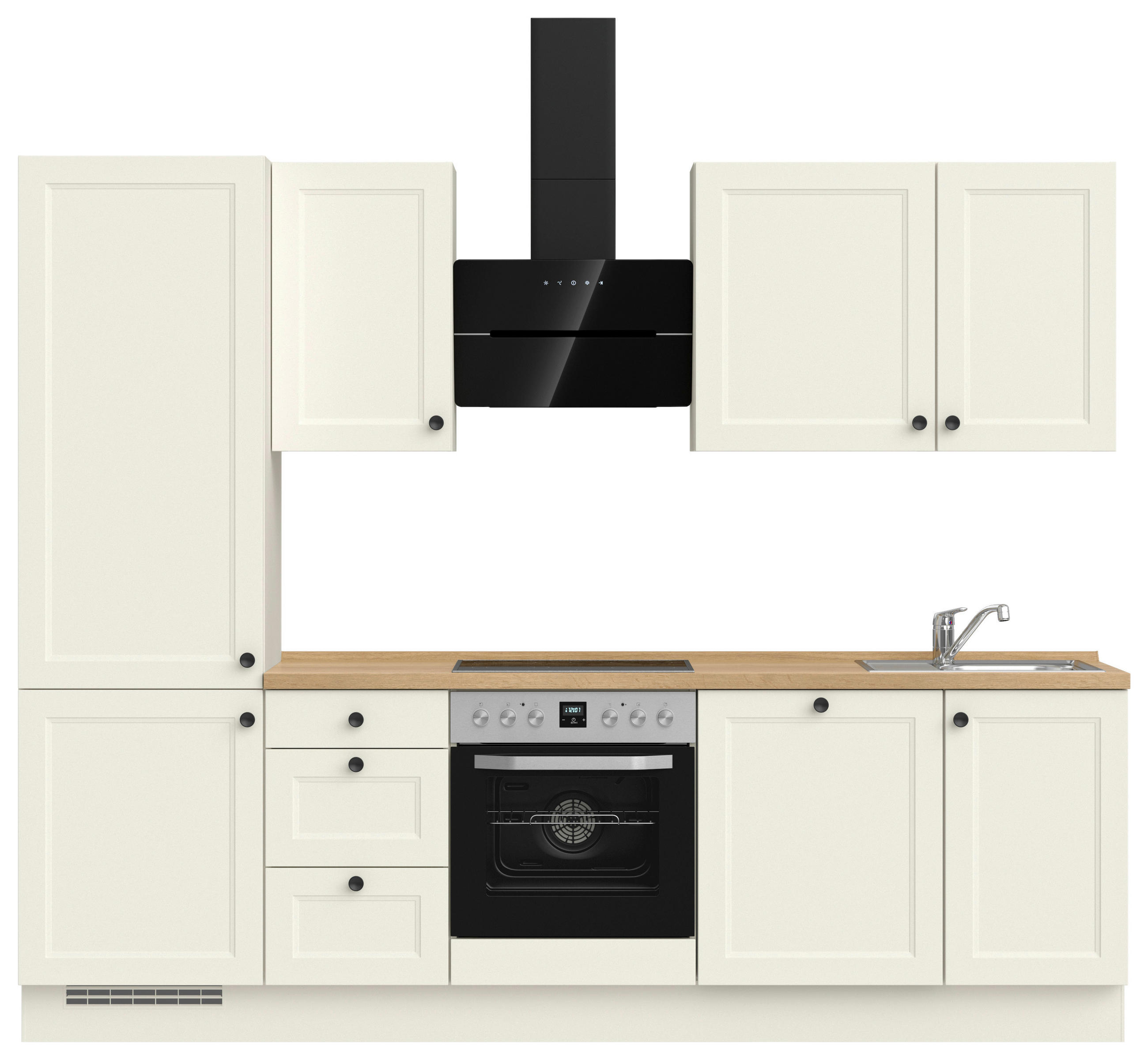 KÜCHENLEERBLOCK 270 cm   in Weiß, Eichefarben  - Eichefarben/Schwarz, MODERN, Holzwerkstoff/Metall (270cm) - Nobilia