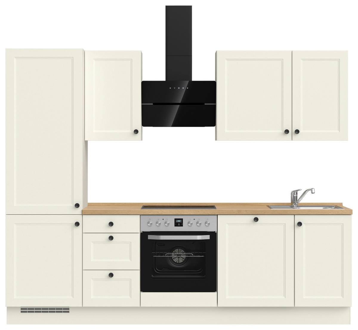 KÜCHENBLOCK 270 cm   in Weiß, Eichefarben  - Eichefarben/Schwarz, MODERN, Holzwerkstoff/Metall (270cm) - Nobilia