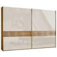 SCHWEBETÜRENSCHRANK  in Eichefarben, Champagner  - Champagner/Eichefarben, KONVENTIONELL, Glas/Holz (250/217/67cm) - Dieter Knoll