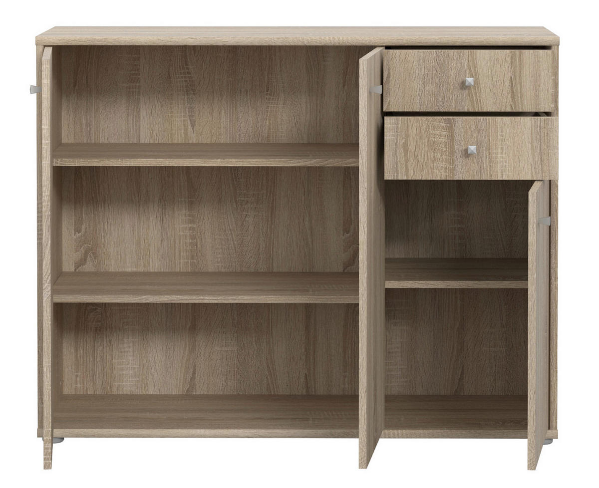 KOMMODE 108,8/85,5/34,8 cm  in Sonoma Eiche  - Alufarben/Sonoma Eiche, Design, Holzwerkstoff/Kunststoff (108,8/85,5/34,8cm)