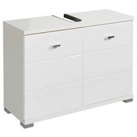 WASCHBECKENUNTERSCHRANK 80/57/31 cm  - Weiß Hochglanz/Silberfarben, Basics, Holzwerkstoff/Kunststoff (80/57/31cm) - Livetastic