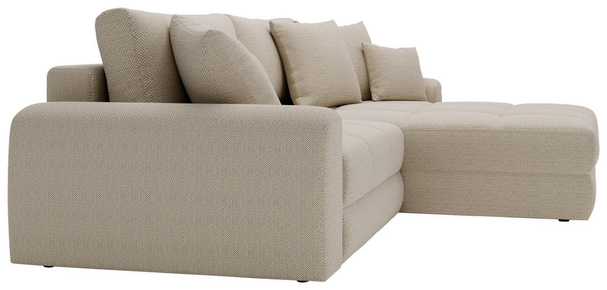 ECKSOFA LORSON Beige Struktur  - Beige/Schwarz, Design, Kunststoff/Textil (290/208cm) - Livetastic