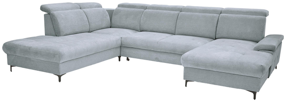 WOHNLANDSCHAFT in Struktur Grau  - Schwarz/Grau, Design, Textil/Metall (270/364/190cm) - Stylife