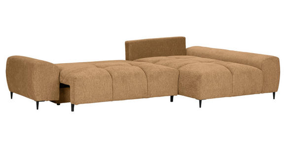 ECKSOFA  in Flachgewebe Cognac  - Cognac/Schwarz, KONVENTIONELL, Textil/Metall (295/180cm) - Carryhome