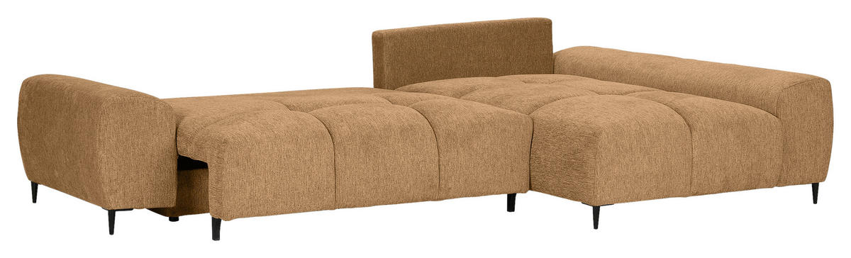 ECKSOFA  in Flachgewebe Cognac  - Cognac/Schwarz, KONVENTIONELL, Textil/Metall (295/180cm) - Carryhome