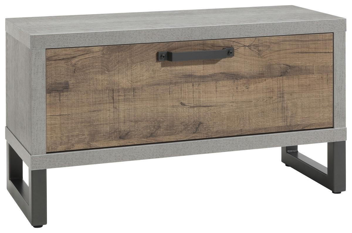 GARDEROBENBANK  in  - Dunkelgrau/Eichefarben, MODERN, Metall (90/50/35cm) - Carryhome